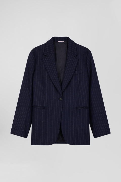 Navy blue striped wool blazer Oversized fit - Image 2