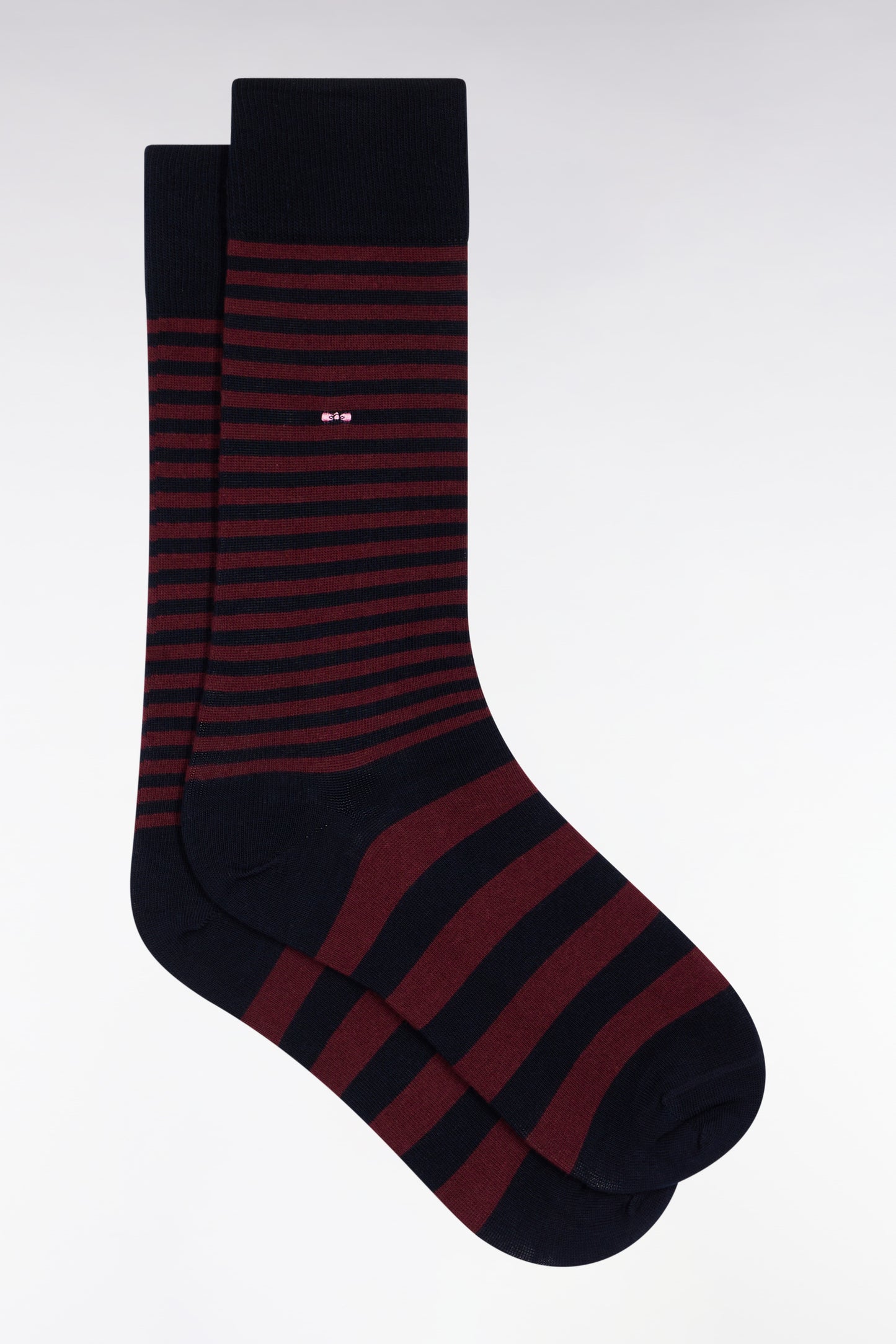 Striped burgundy cotton blend socks