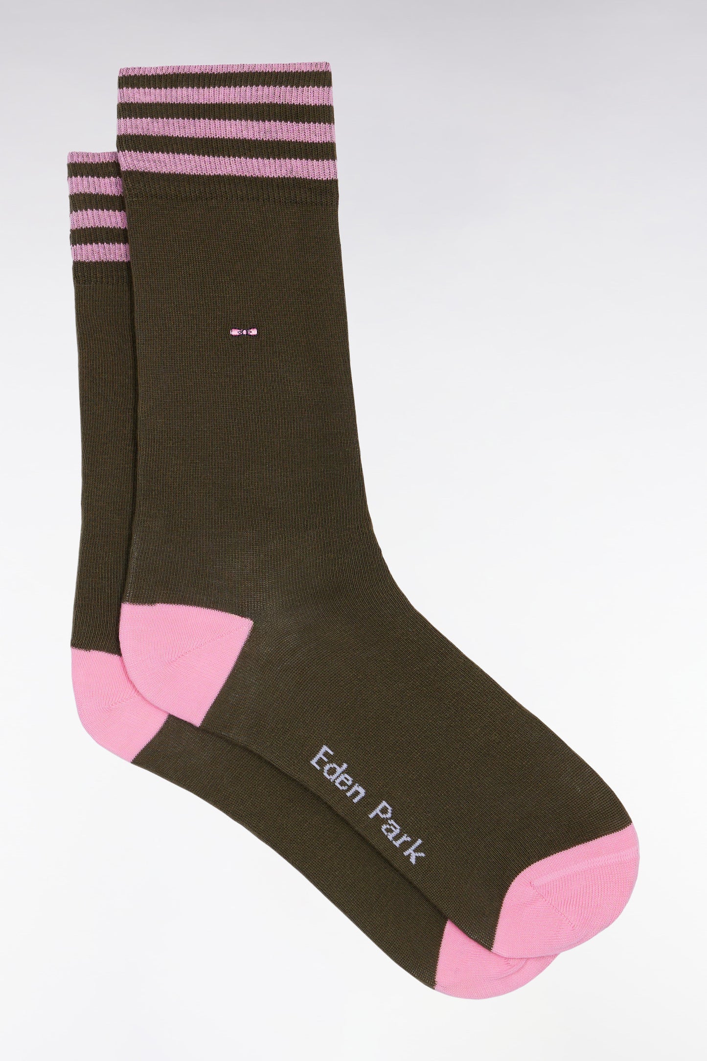 Set of three pairs of khaki and navy striped socks