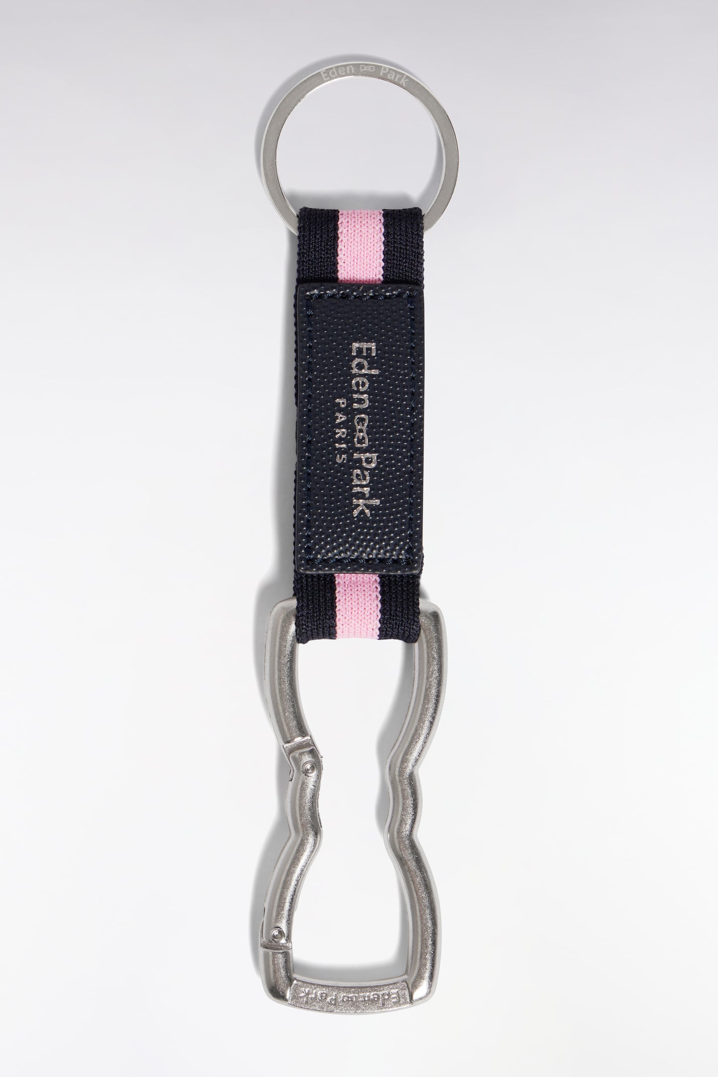 Porte-clés mousqueton noir et rose