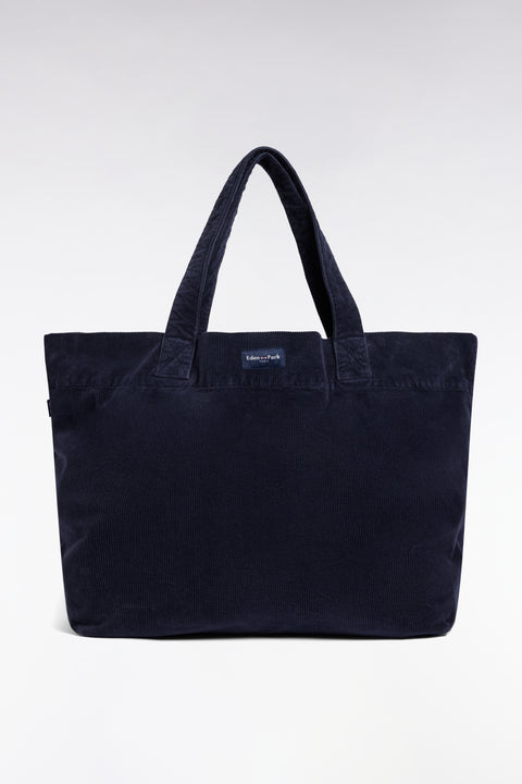 Sac cabas en velours côtelé marine - Image 1