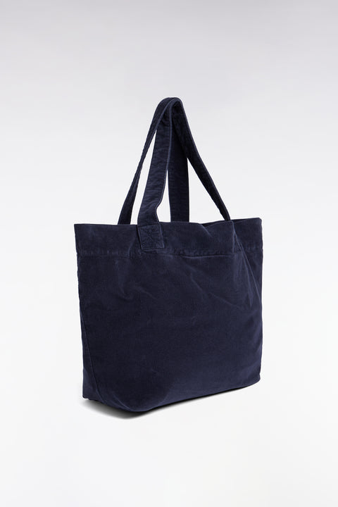 Sac cabas en velours côtelé marine - Image 2