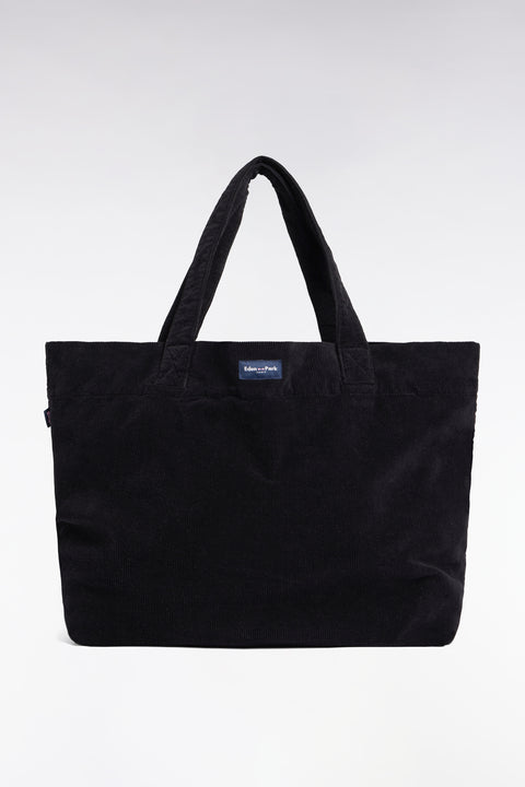 Sac cabas en velours côtelé noir - Image 1