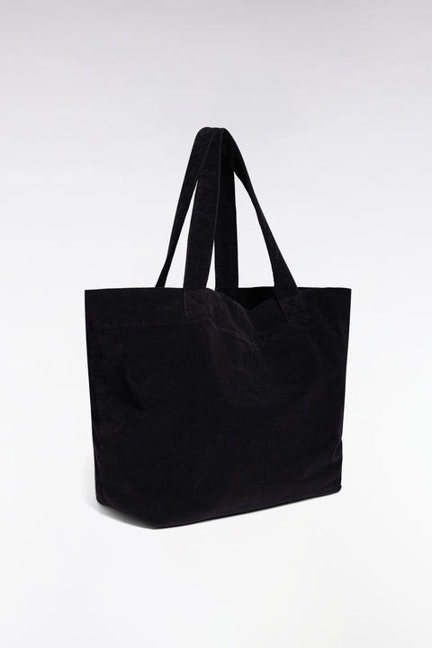 Sac cabas en velours côtelé noir - Image 2