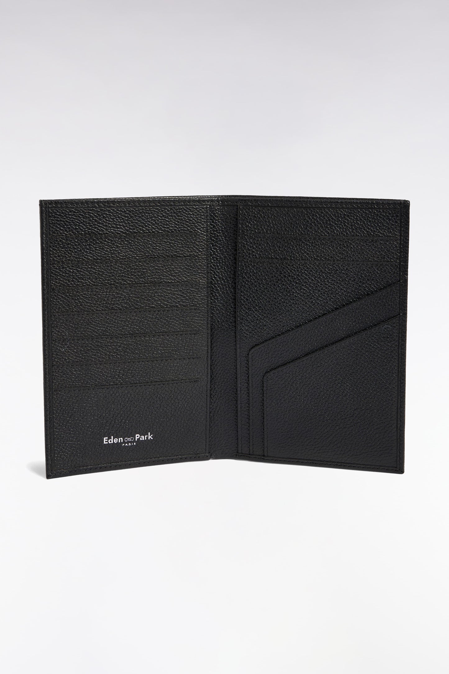 Portefeuille format français en cuir grainé noir