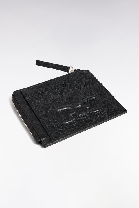 Porte-cartes zippé en cuir grainé noir - Image 2