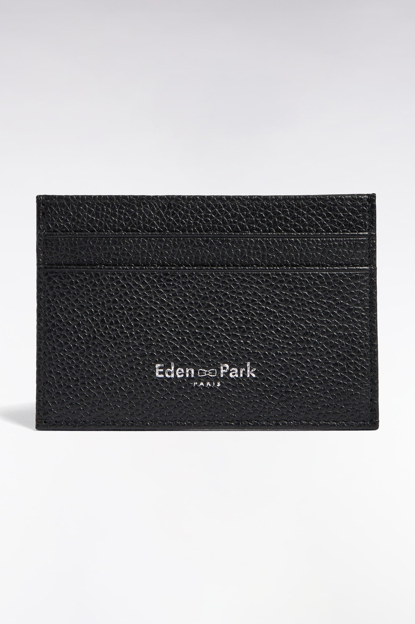Porte-cartes en cuir grainé noir