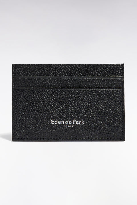 Porte-cartes en cuir grainé noir - Image 1