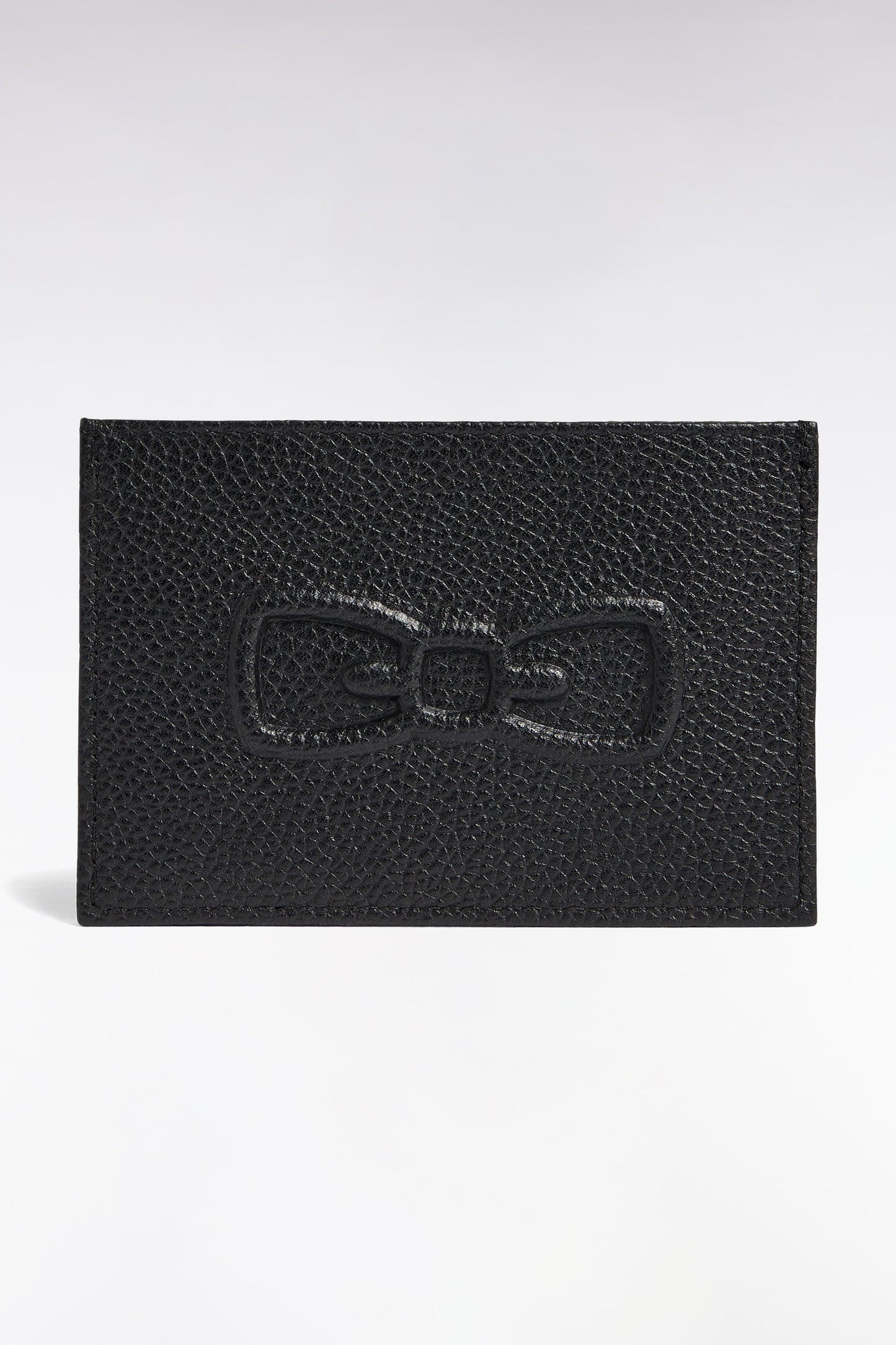 Porte-cartes en cuir grainé noir