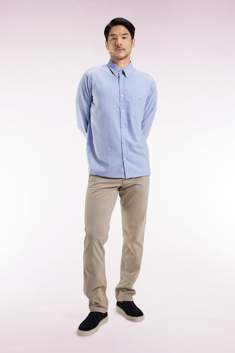 Pantalon chino sans plis en coton stretch beige - Image 1