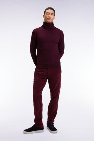 Pantalon chino sans plis en velours stretch marine