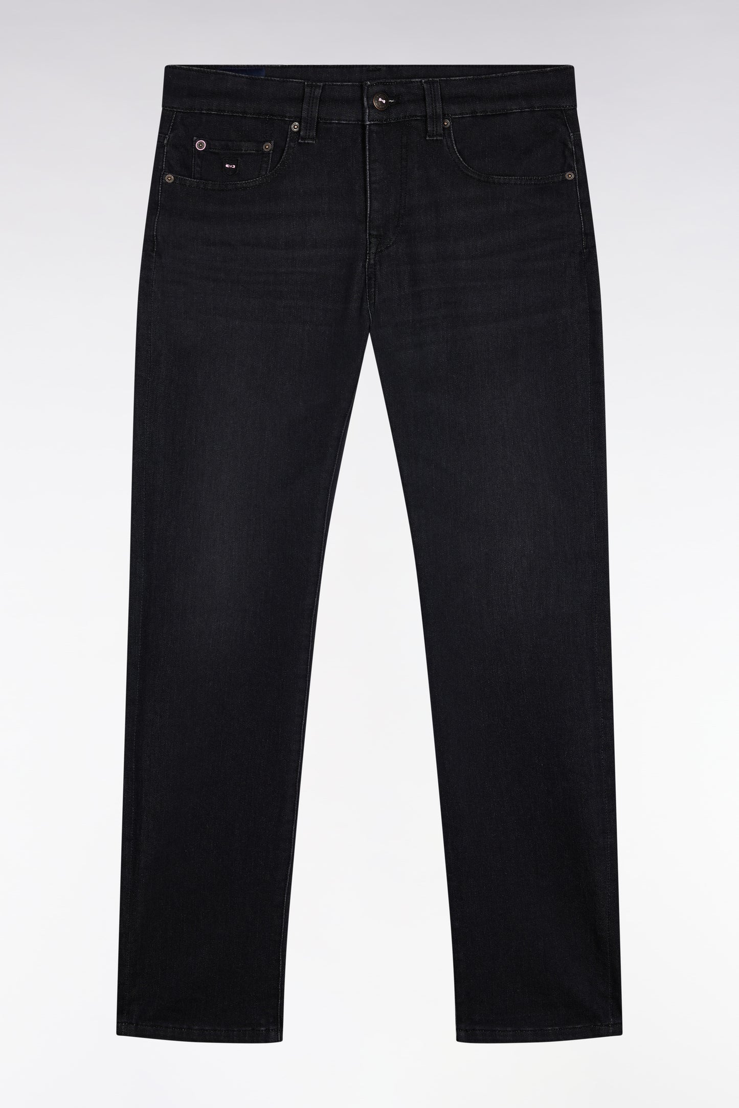 Jean 5 poches en denim stretch mélangé noir coupe Slim