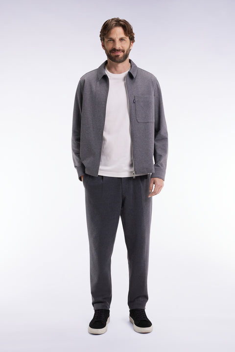 Pantalon en jersey double face à taille élastique gris coupe Modern - Image 1