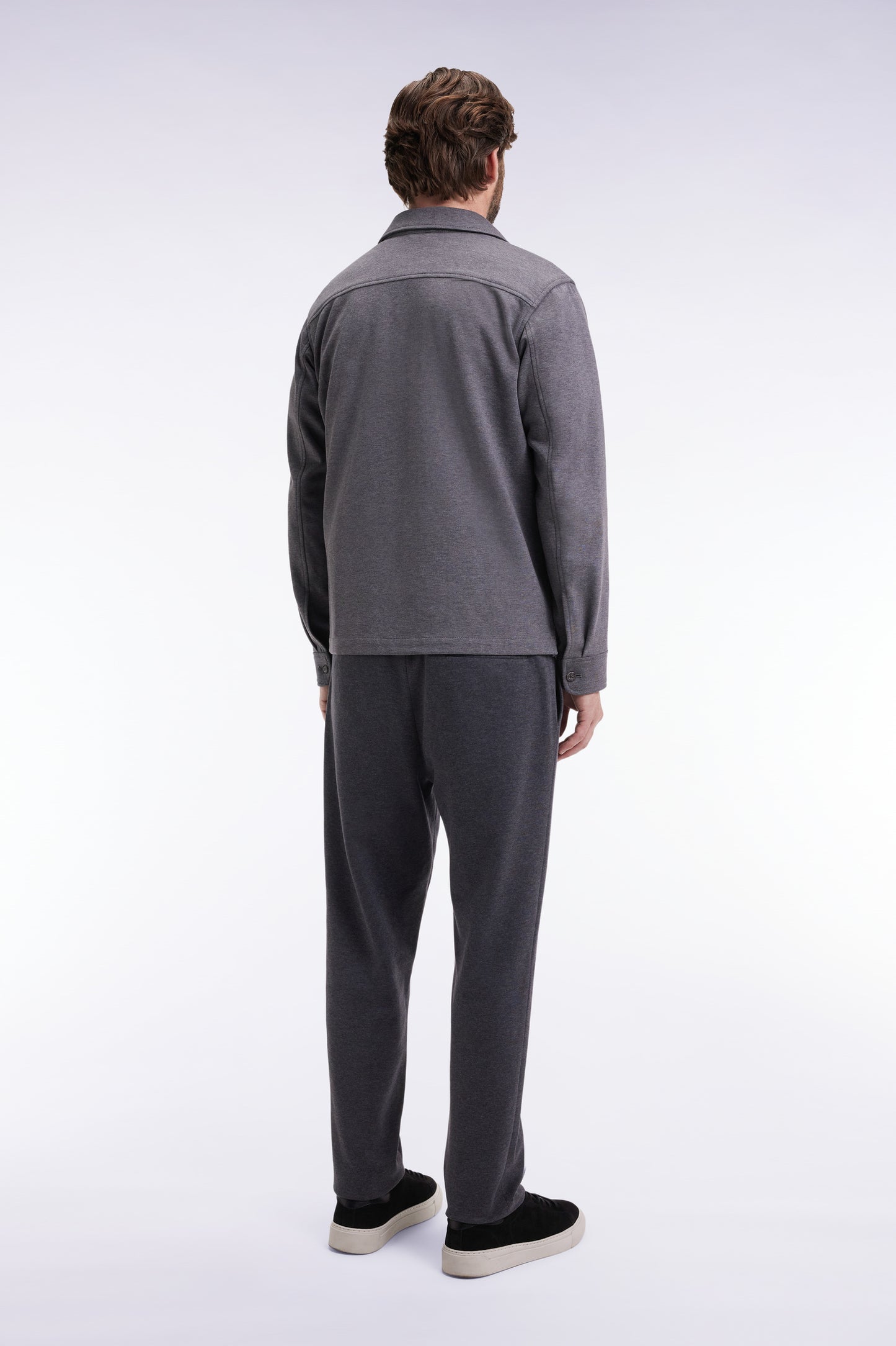 Pantalon en jersey double face à taille élastique gris coupe Modern