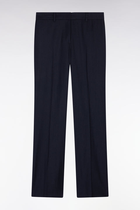 Pantalon flare en flanelle de laine stretch marine - Image 2