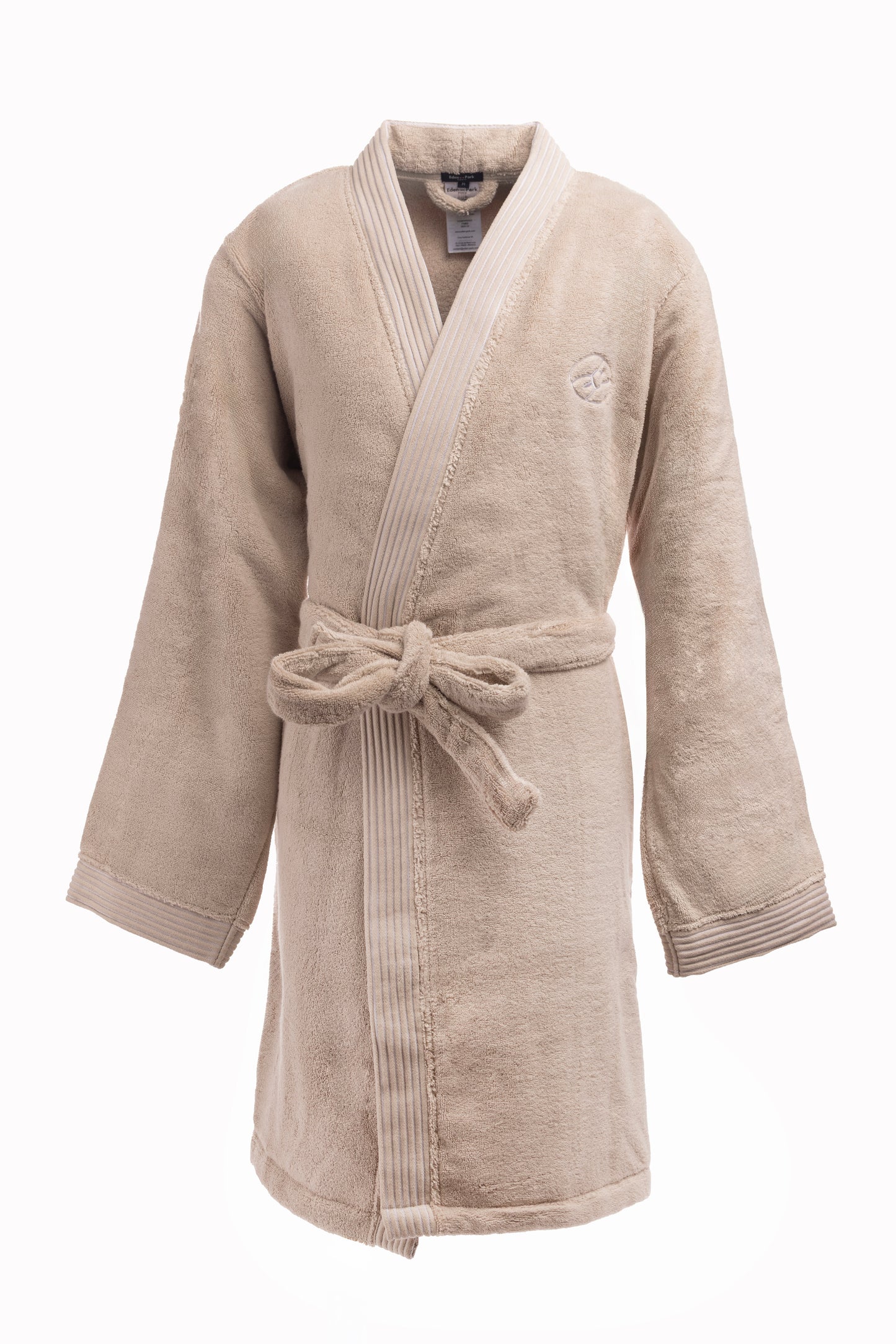 Beige cotton terry bathrobe