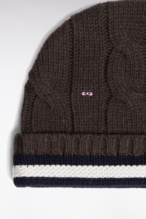 Bonnet en laine et coton torsadé marron - Image 2