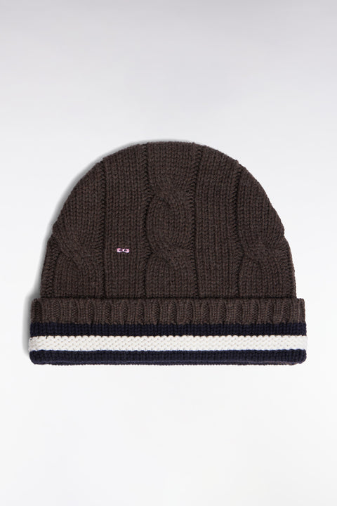 Bonnet en laine et coton torsadé marron - Image 1