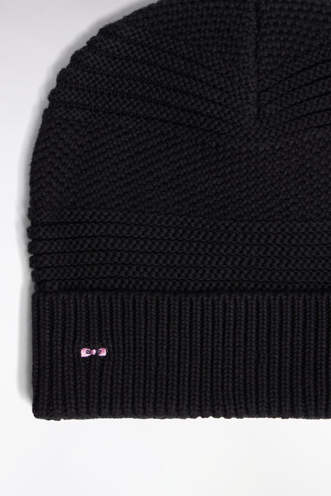 Bonnet en maille coton fantaisie noir - Image 2