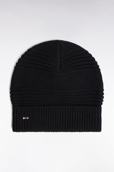 Bonnet en maille coton fantaisie noir - Image 1