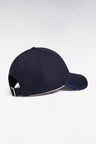 Casquette en piqué coton marine broderie rose