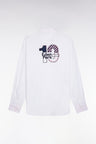 Chemise en coton pinpoint blanche broderie 10 dos coupe droite
