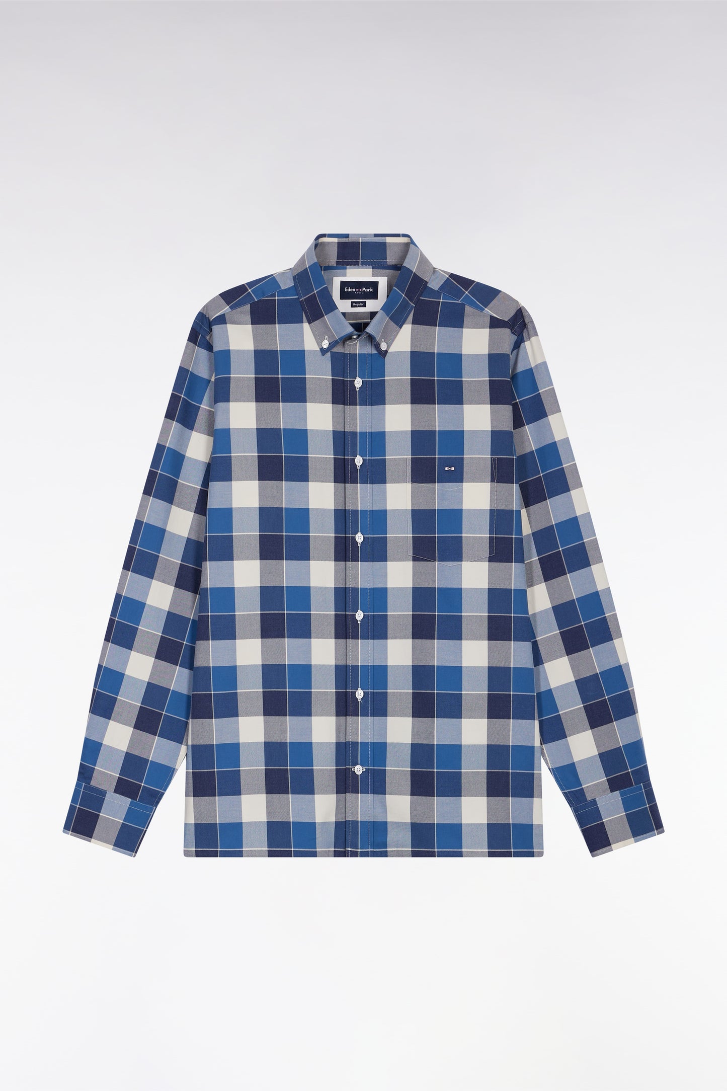 Blue cotton straight-cut check shirt