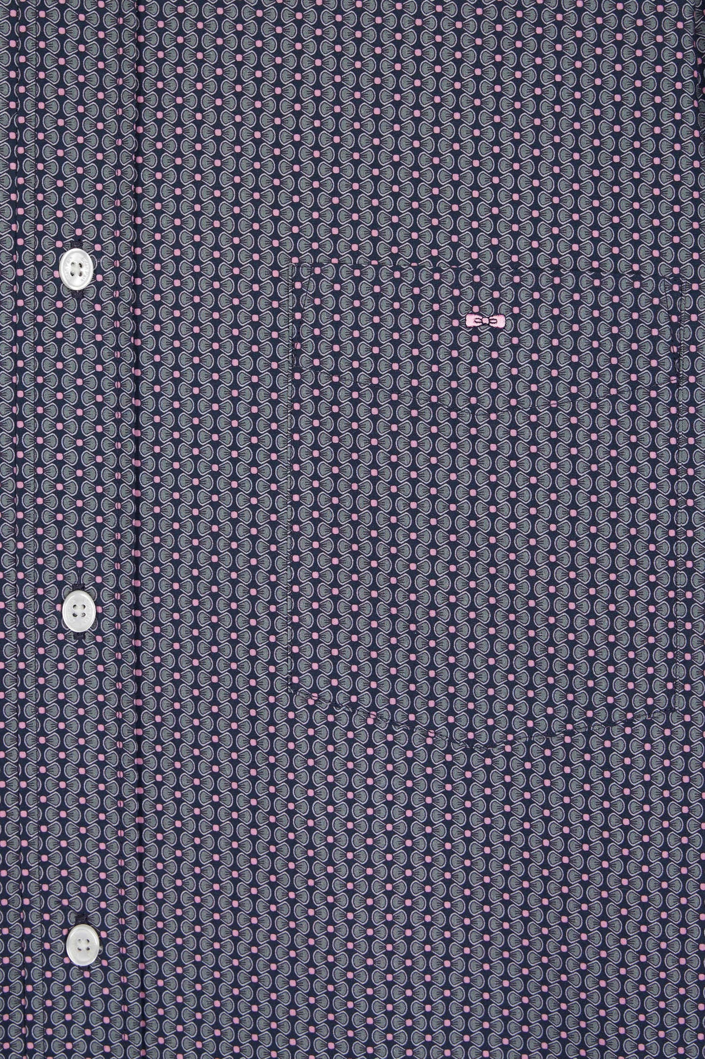 Chemise en coton marine à micro-motifs graphiques coupe droite