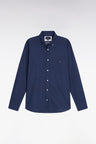 Chemise en popeline de coton à micro-motifs bleus coupe droite
