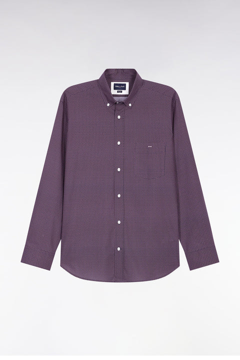 Chemise en popeline de coton à micro-motifs marine coupe droite - Image 2
