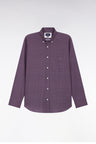 Chemise en popeline de coton à micro-motifs marine coupe droite