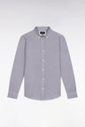 Chemise en coton à micro-motifs nœuds papillon bleus coupe droite