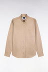 Chemise en coton piqué beige coupe droite