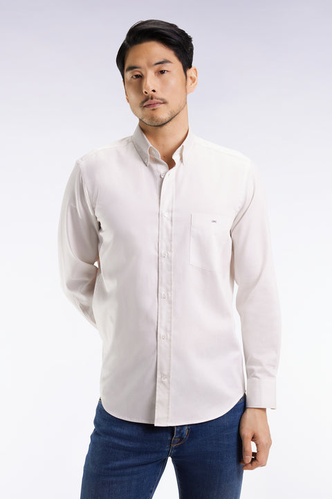 Chemise en coton piqué blanc coupe droite - Image 1