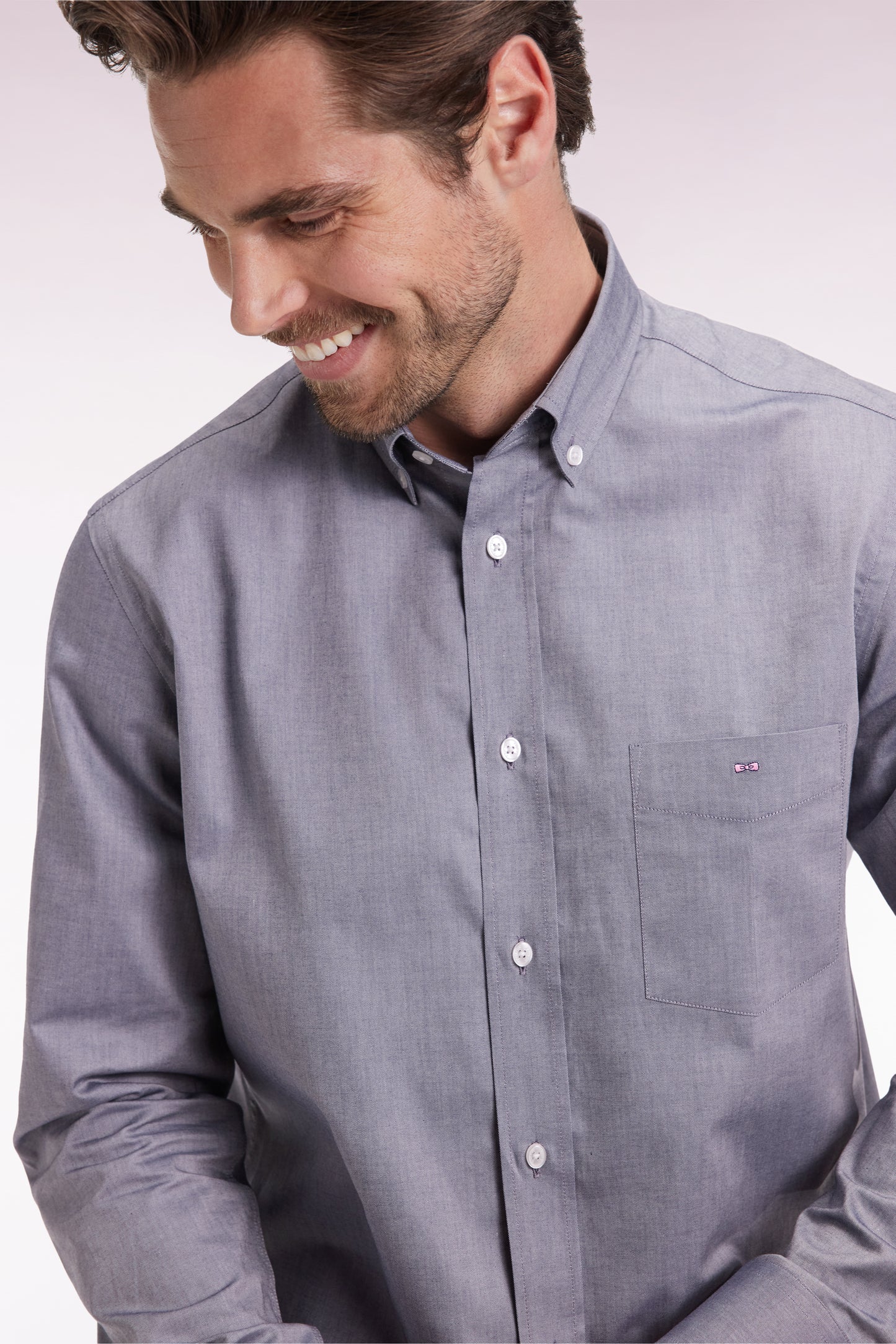 Chemise en coton marine coupe droite
