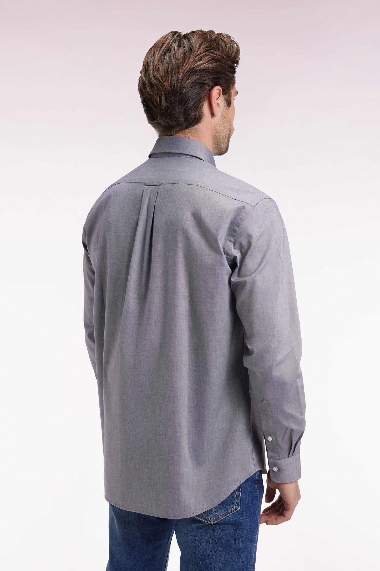 Chemise en coton marine coupe droite