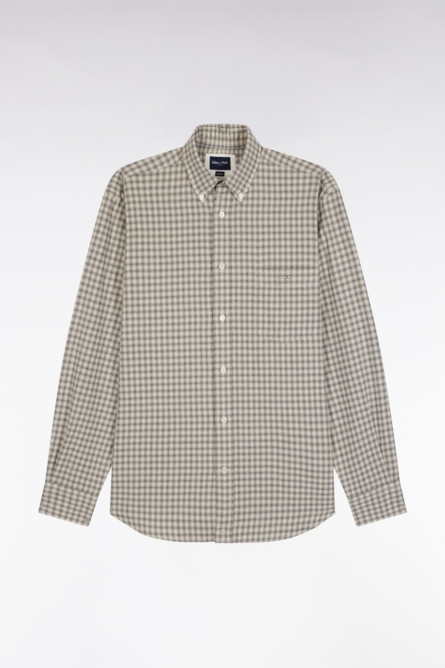 Chemise en flanelle de coton grise coupe droite