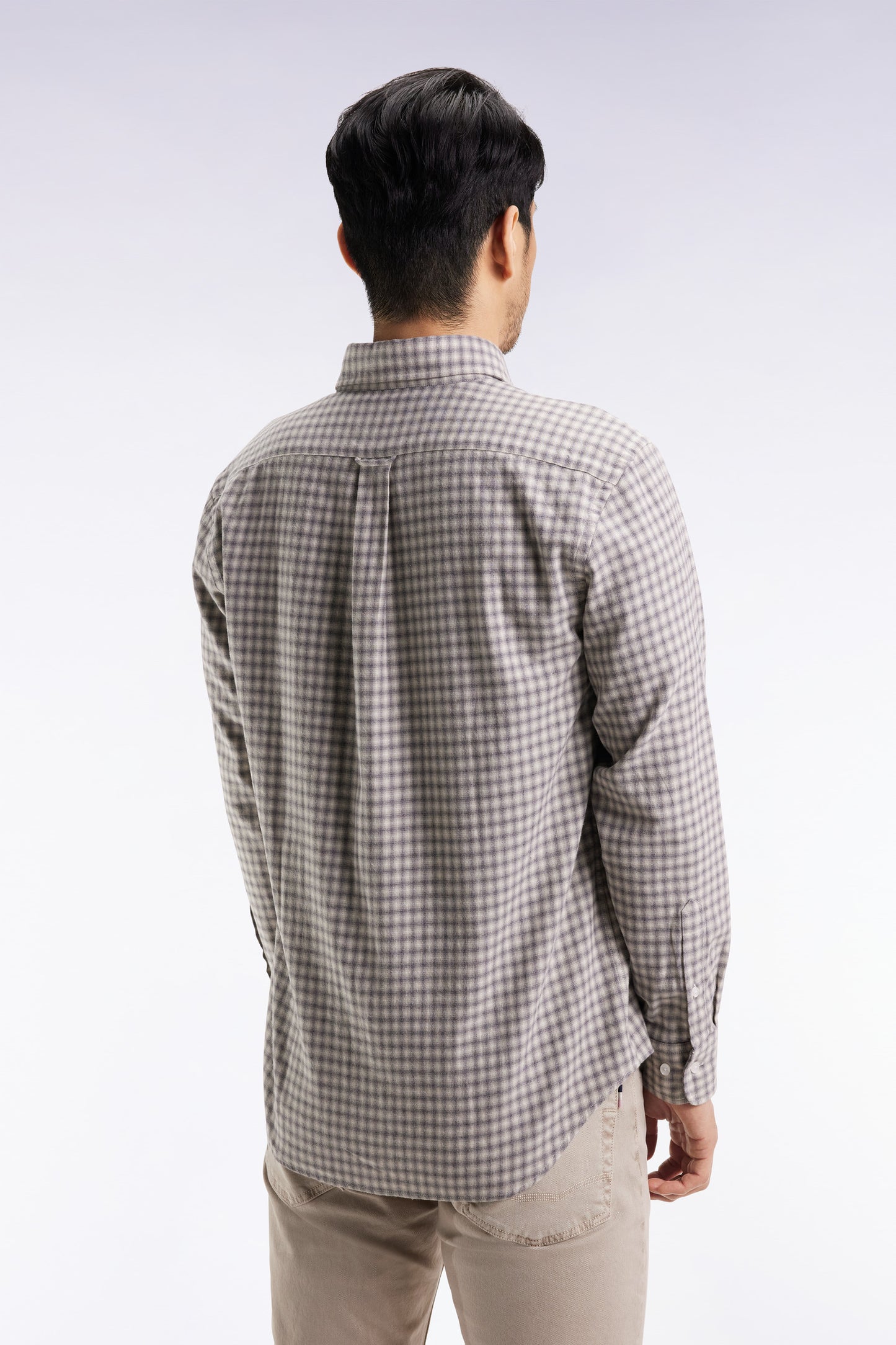 Chemise en flanelle de coton grise coupe droite