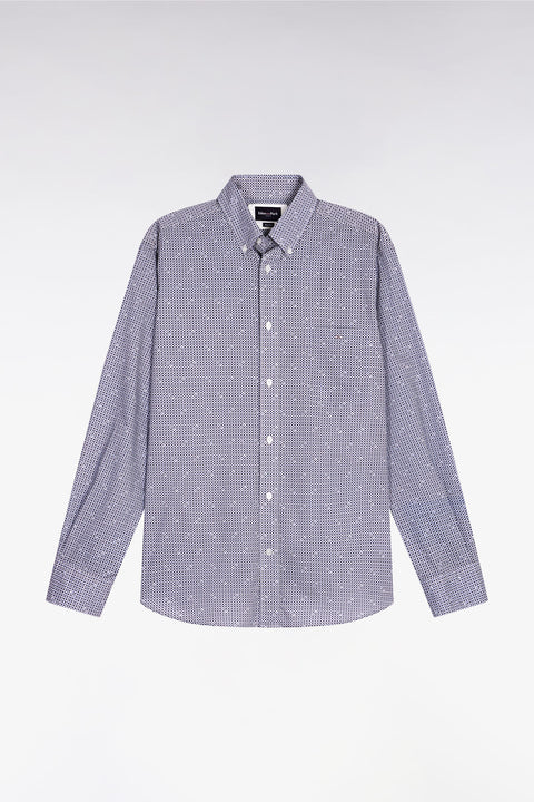 Chemise à micromotifs en coton bleu coupe droite - Image 2