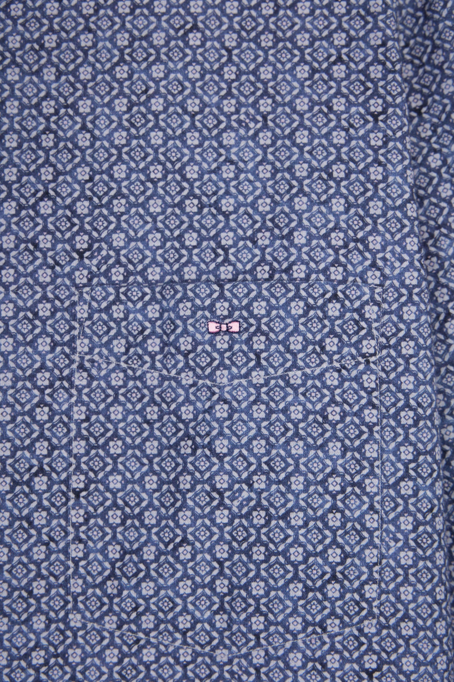 Chemise à micro-motifs en coton marine coupe droite