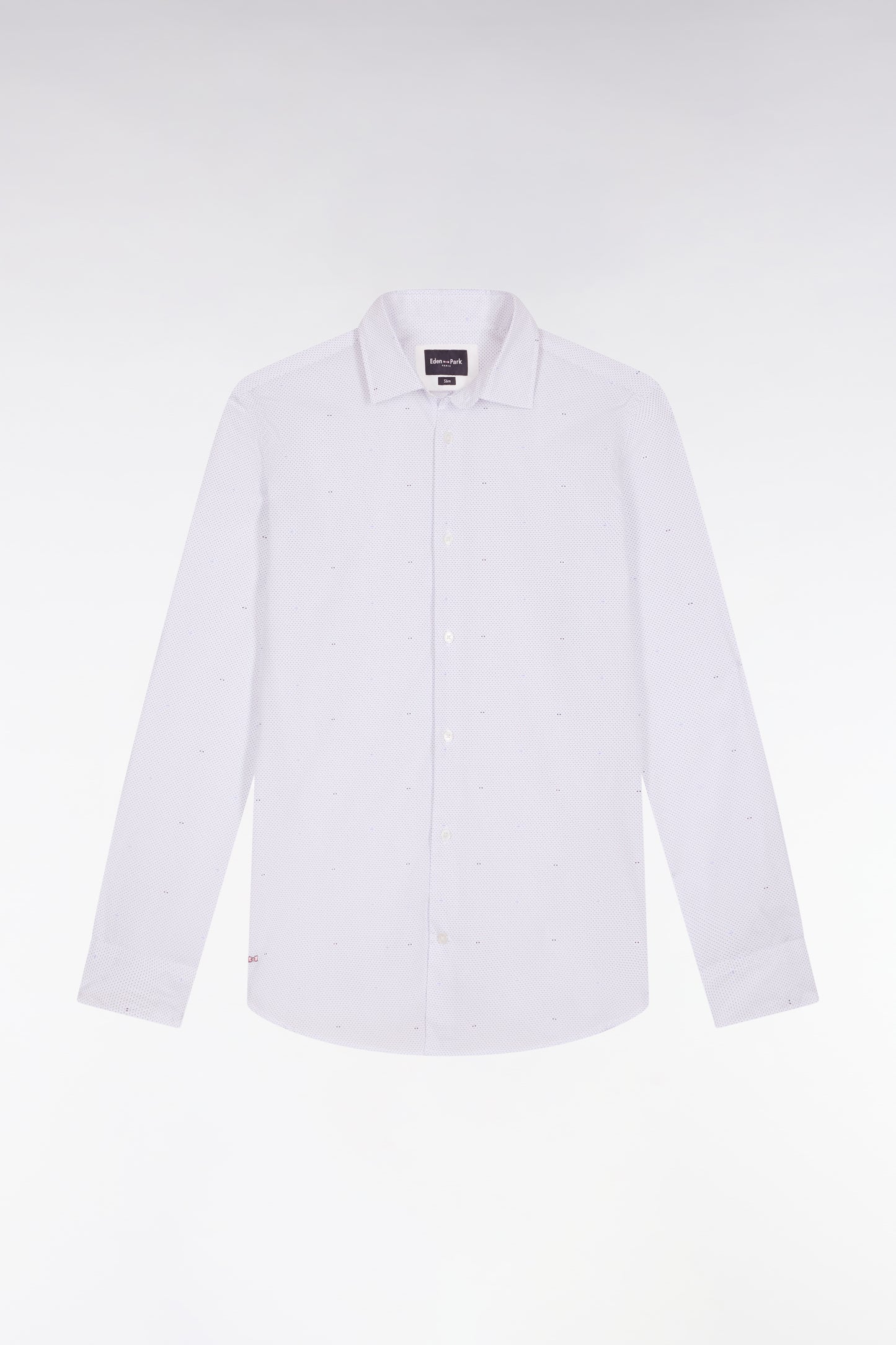 Chemise en coton ciel à micro-imprimé nœud coupe slim
