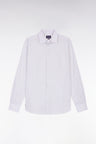 Chemise en popeline de coton à micro-motifs marine coupe slim
