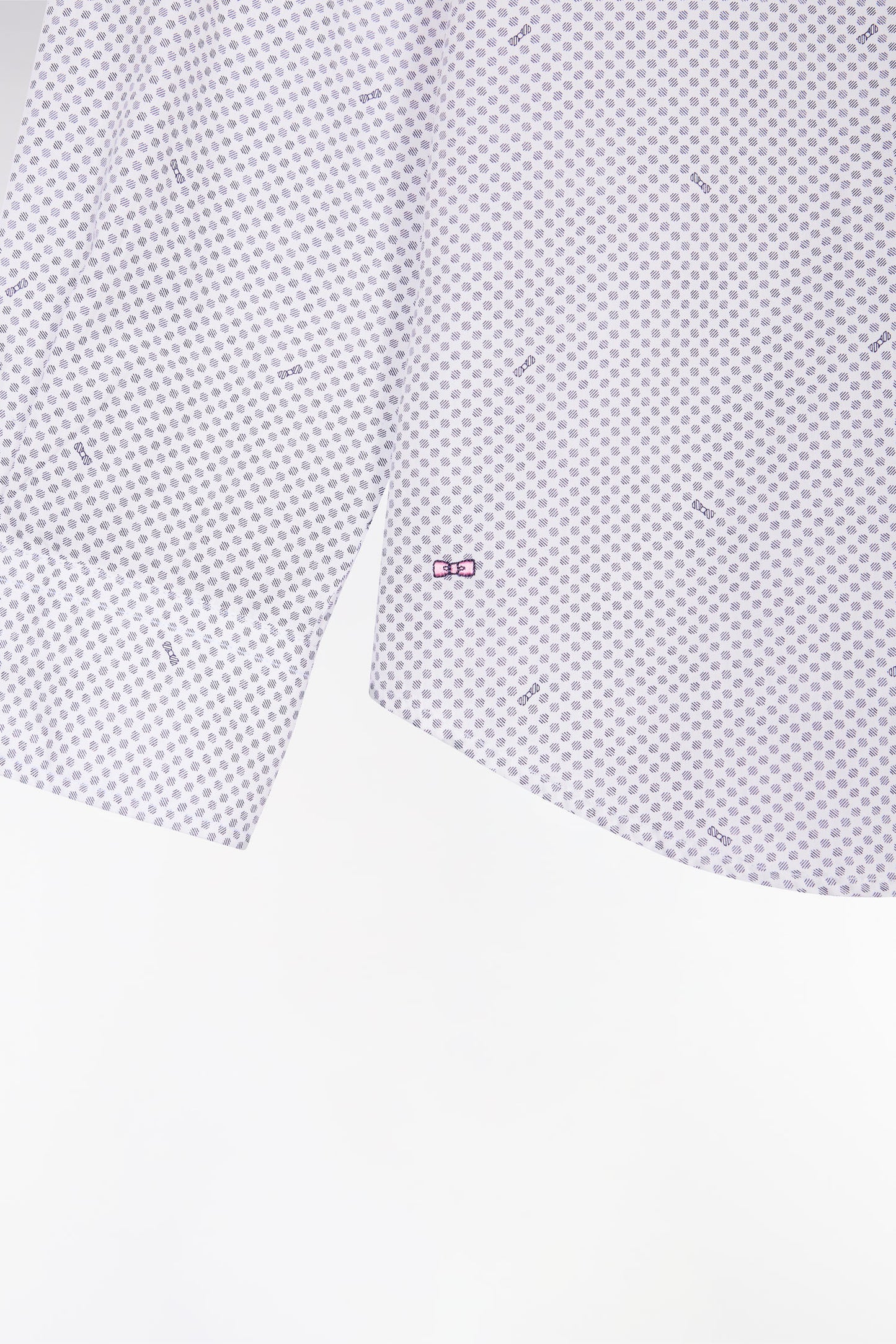 Chemise en popeline de coton à micro-motifs marine coupe slim