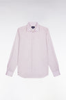 Chemise en popeline de coton à micro-motifs bordeaux coupe slim