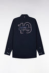 Chemise en coton marine broderie XV de France coupe droite