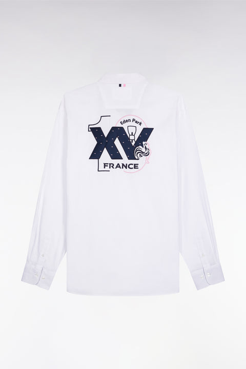 Chemise en coton blanc broderie XV de France coupe droite - Image 2