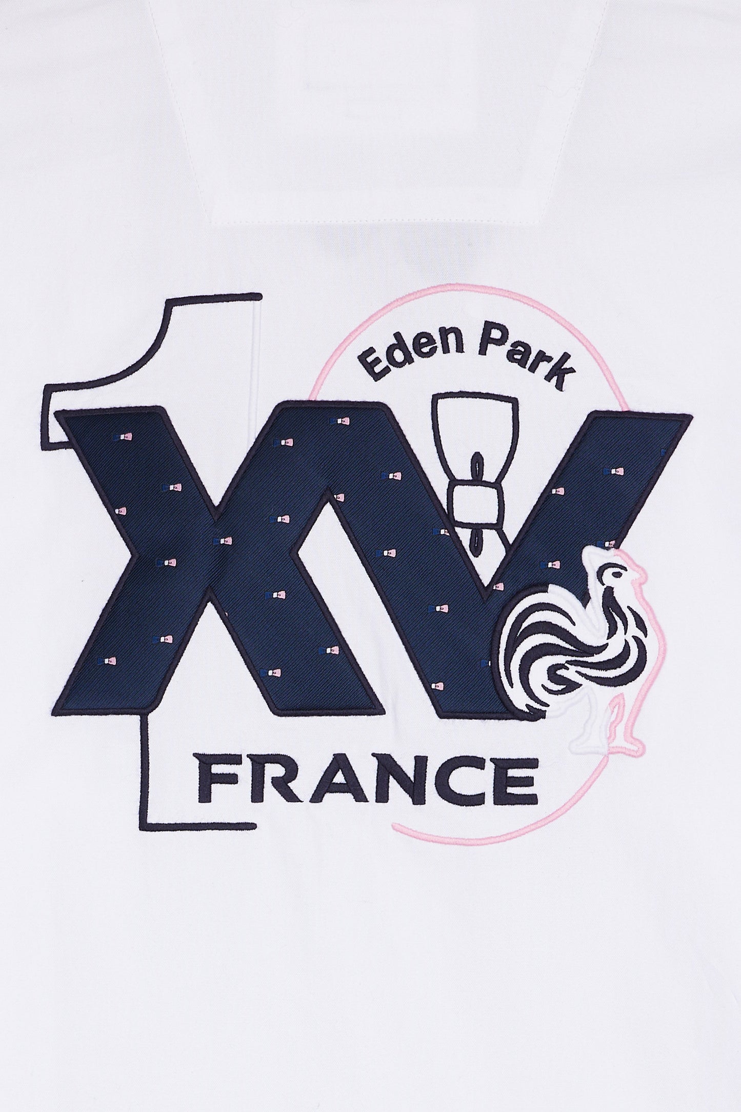 Chemise en coton blanc broderie XV de France coupe droite