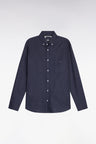 Chemise en coton à micro-motifs marine coupe droite