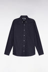 Chemise en coton Pima noir à micro-motif pois coupe slim