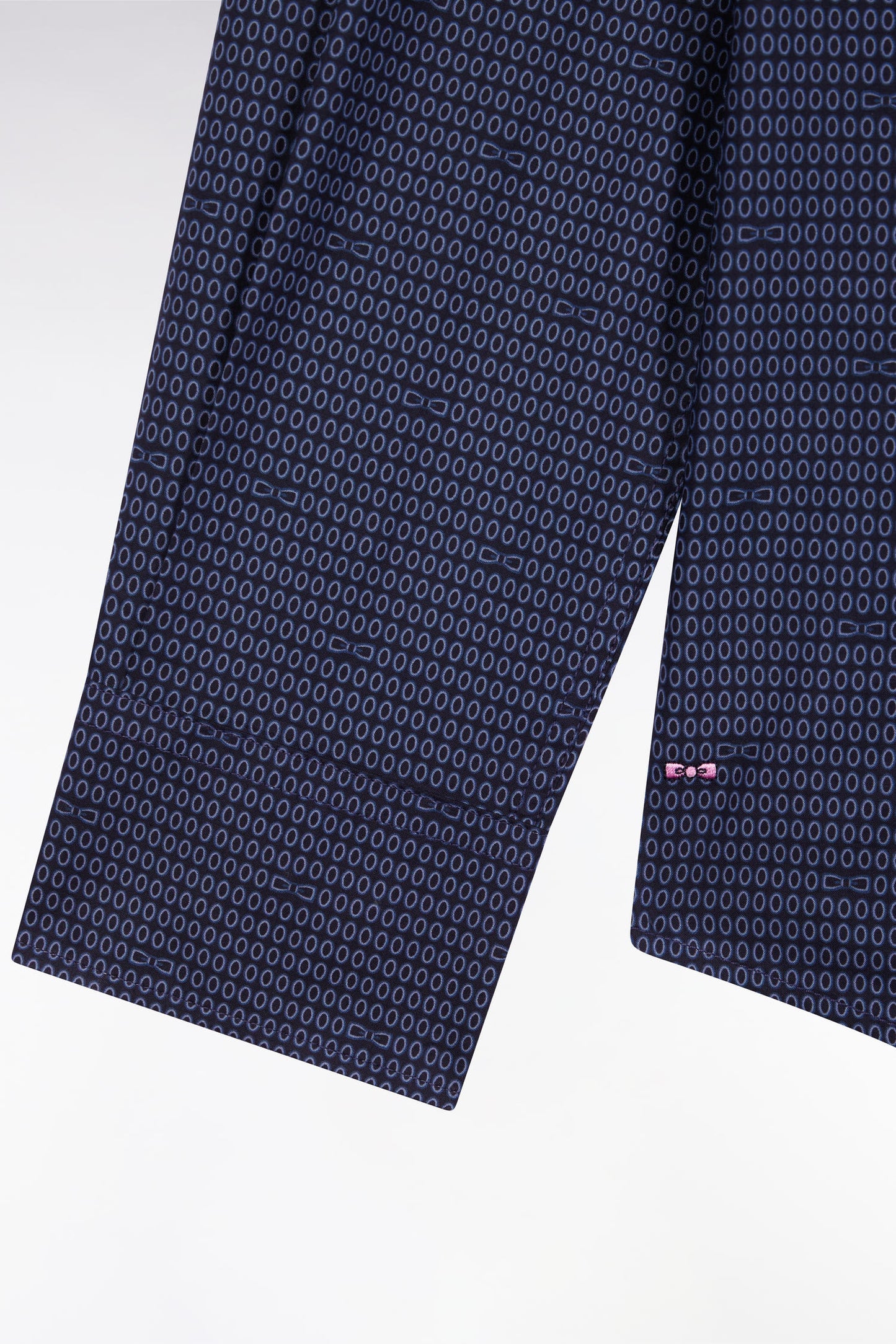 Chemise en coton Pima marine à micro-motifs coupe slim